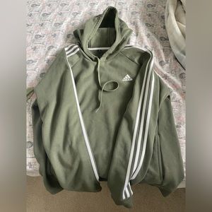 Green oversized adidas hoodie with cute accent lines